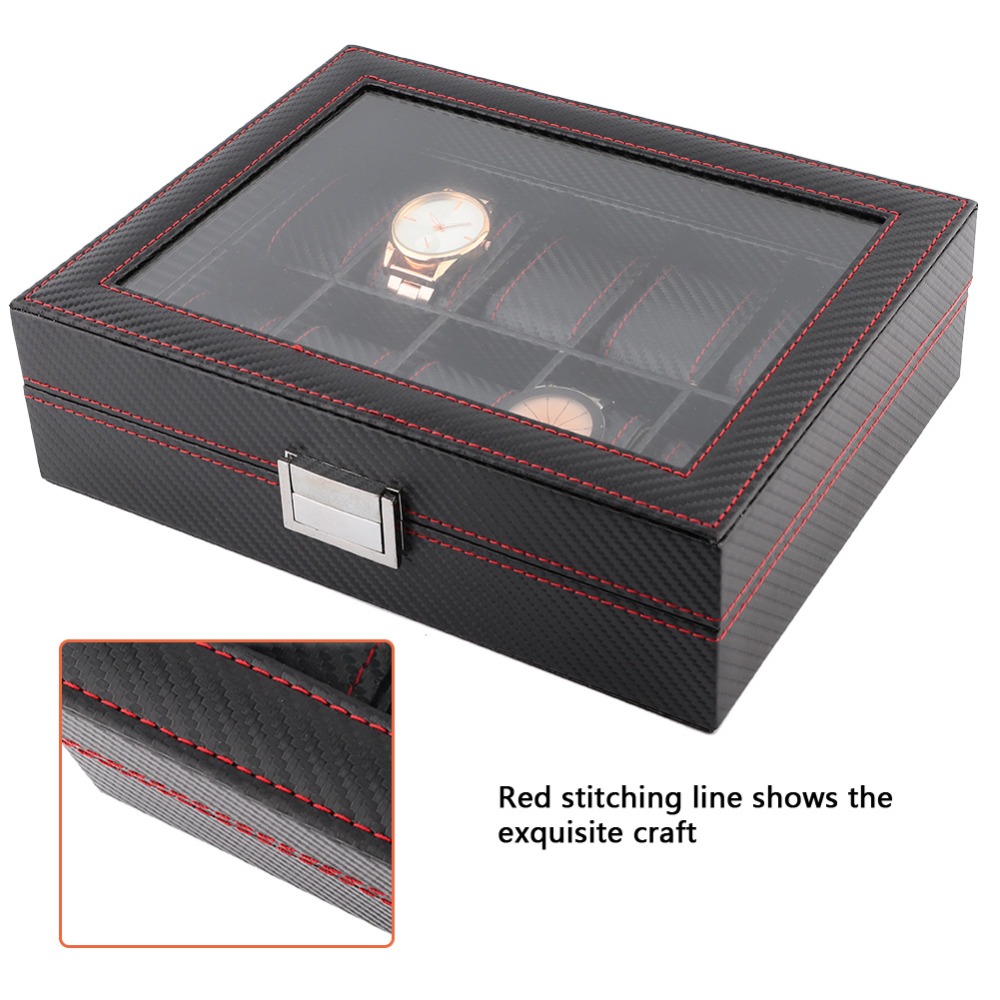 Watch Display Storage Box Carbon Fiber - Boîte à montres en cuir à