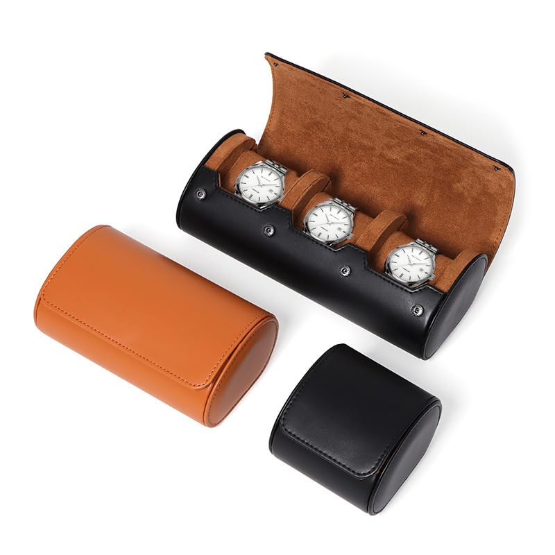 Watch Travel Roll Case 3 Slots Leather - Étui de voyage pour montres à