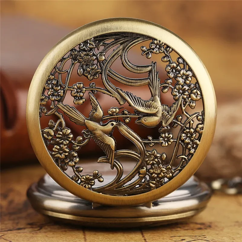 Pocket Watch Mechanical Skeleton Vintage - Montre de poche vintage ajourée Magpie
