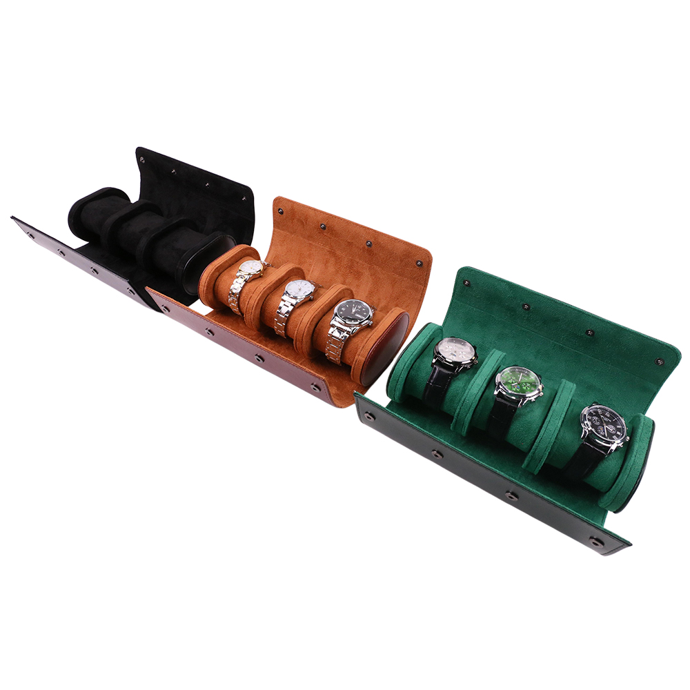 Watch Travel Roll Case 3 Slots Leather - Luxe Portable 3 fentes en cuir
