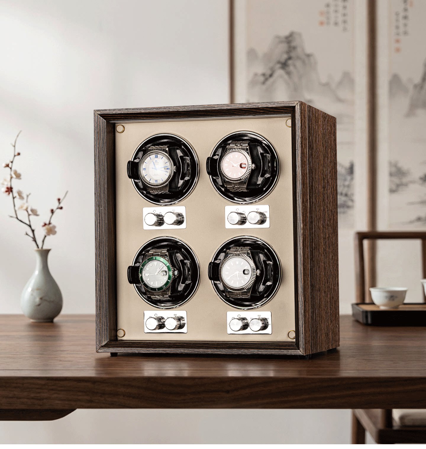 Watch Winder 4 Watches Automatic Silent - Virtorix Boîte à montres automatique à