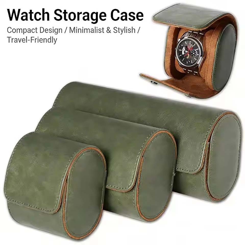 Watch Travel Roll Case 3 Slots Leather - Étui de voyage pour montres, 1/2/3