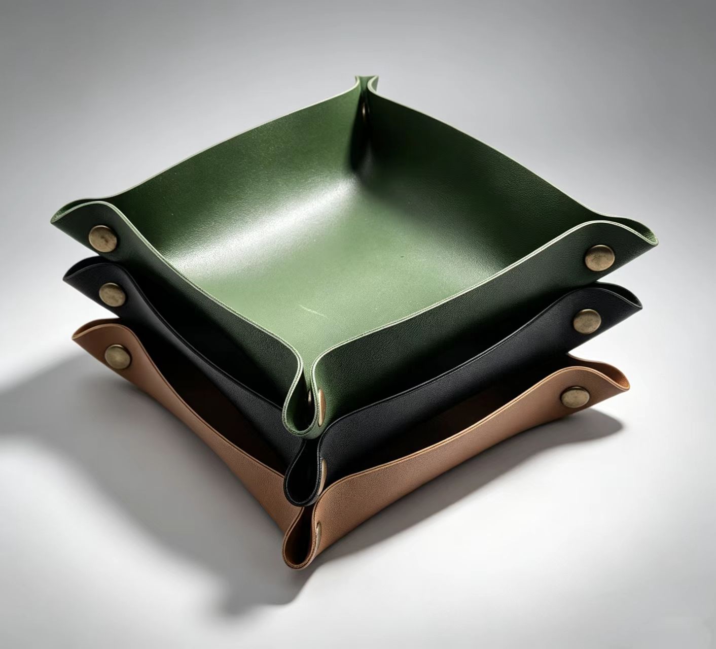Valet Tray Nightstand Organizer Leather - Plateau de rangement pliable en PU,