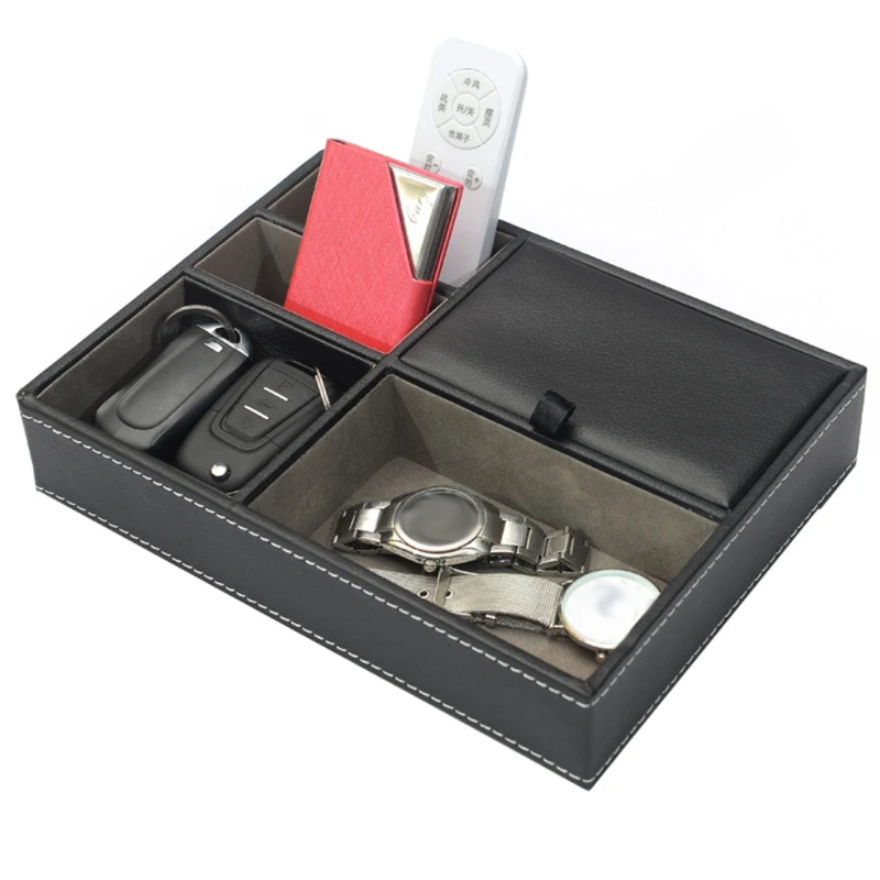 Valet Tray Nightstand Organizer Leather - Valet de bureau en cuir PU