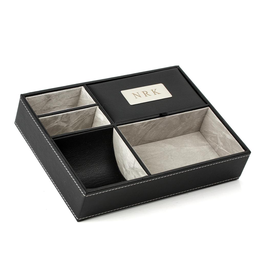 Valet Tray Nightstand Organizer Leather - Valet personnalisé en similicuir pour homme,