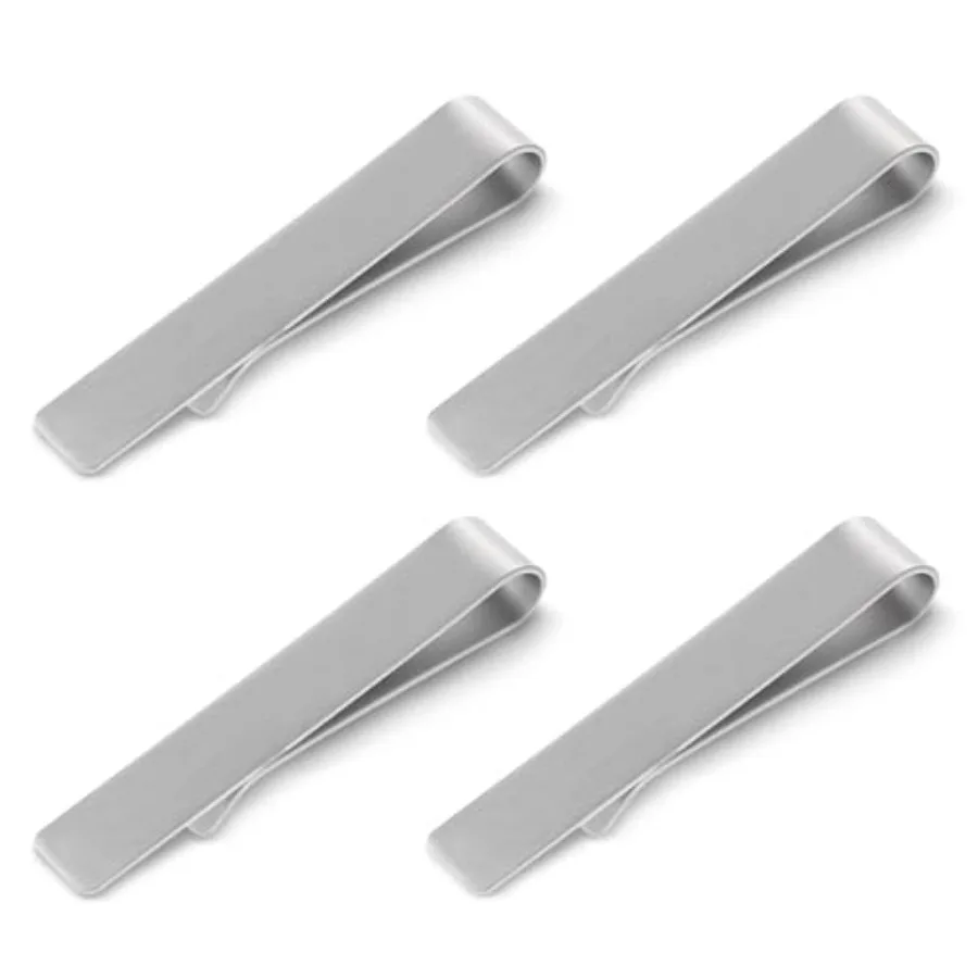 Tie Clip Bar Set Stainless Steel - Lot de 4 pinces à cravate