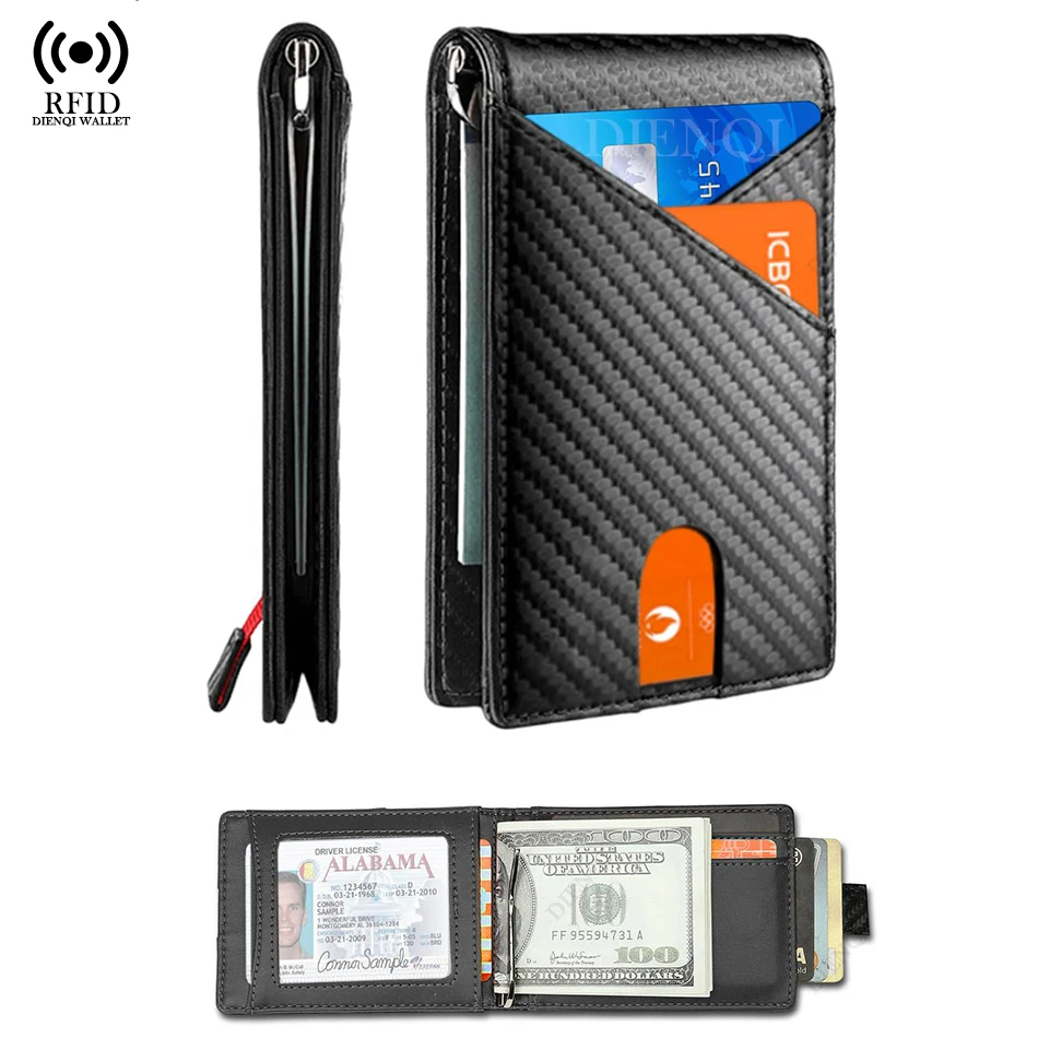Money Clip Minimalist Rfid Blocking - Portefeuille anti-RFID pour homme, porte-cartes avec
