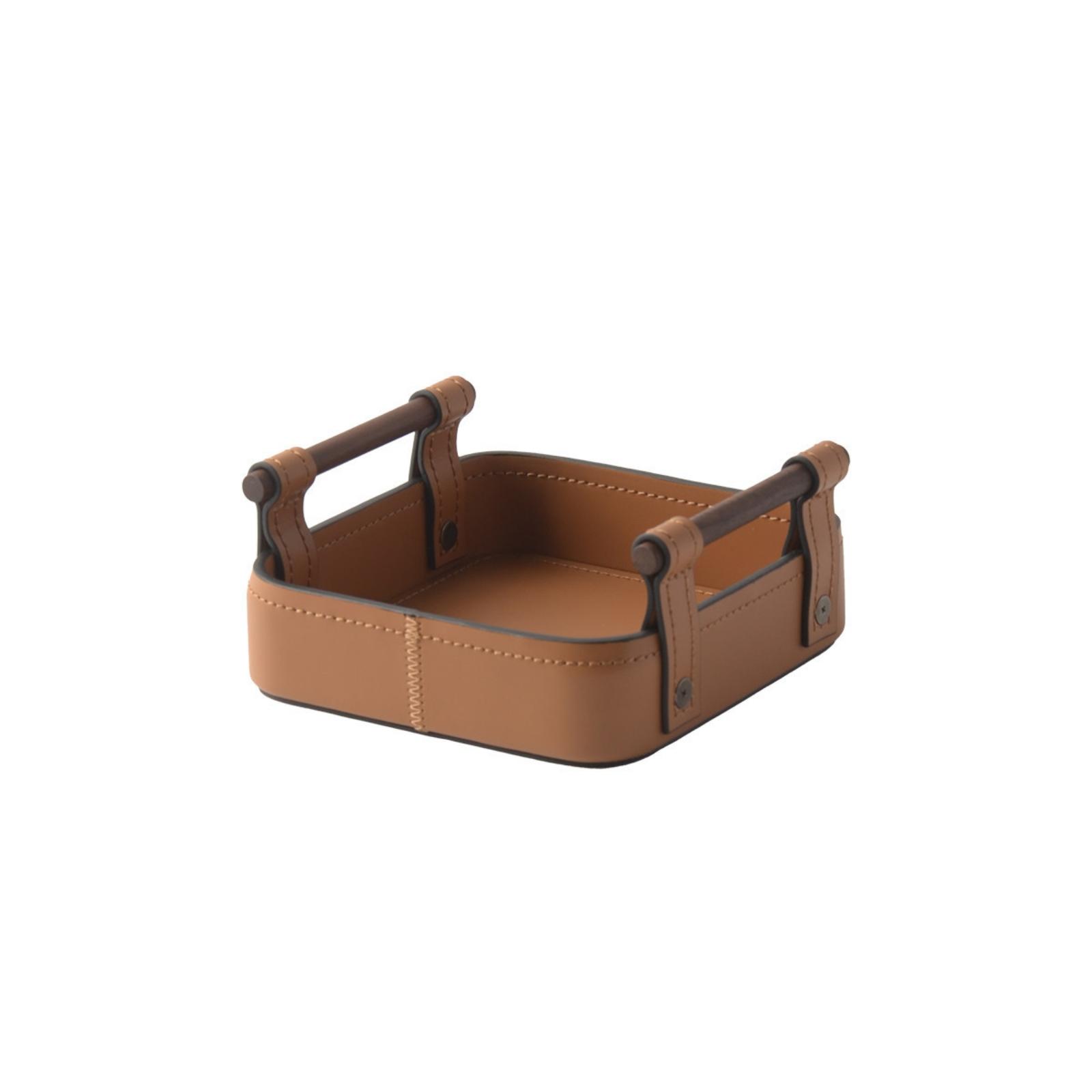 Valet Tray Nightstand Organizer Leather - Plateau de rangement avec poignées, plateau