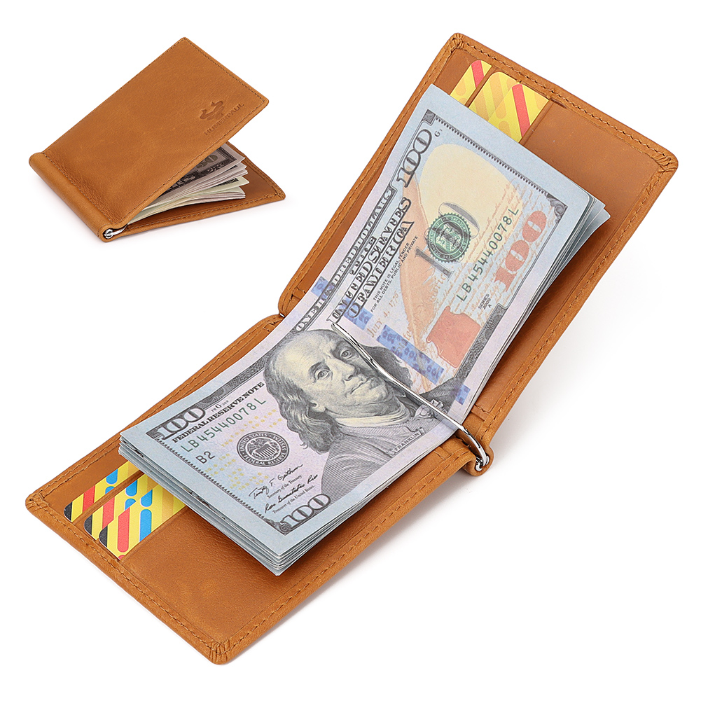 Money Clip Minimalist Rfid Blocking - Portefeuille fin en cuir véritable pour
