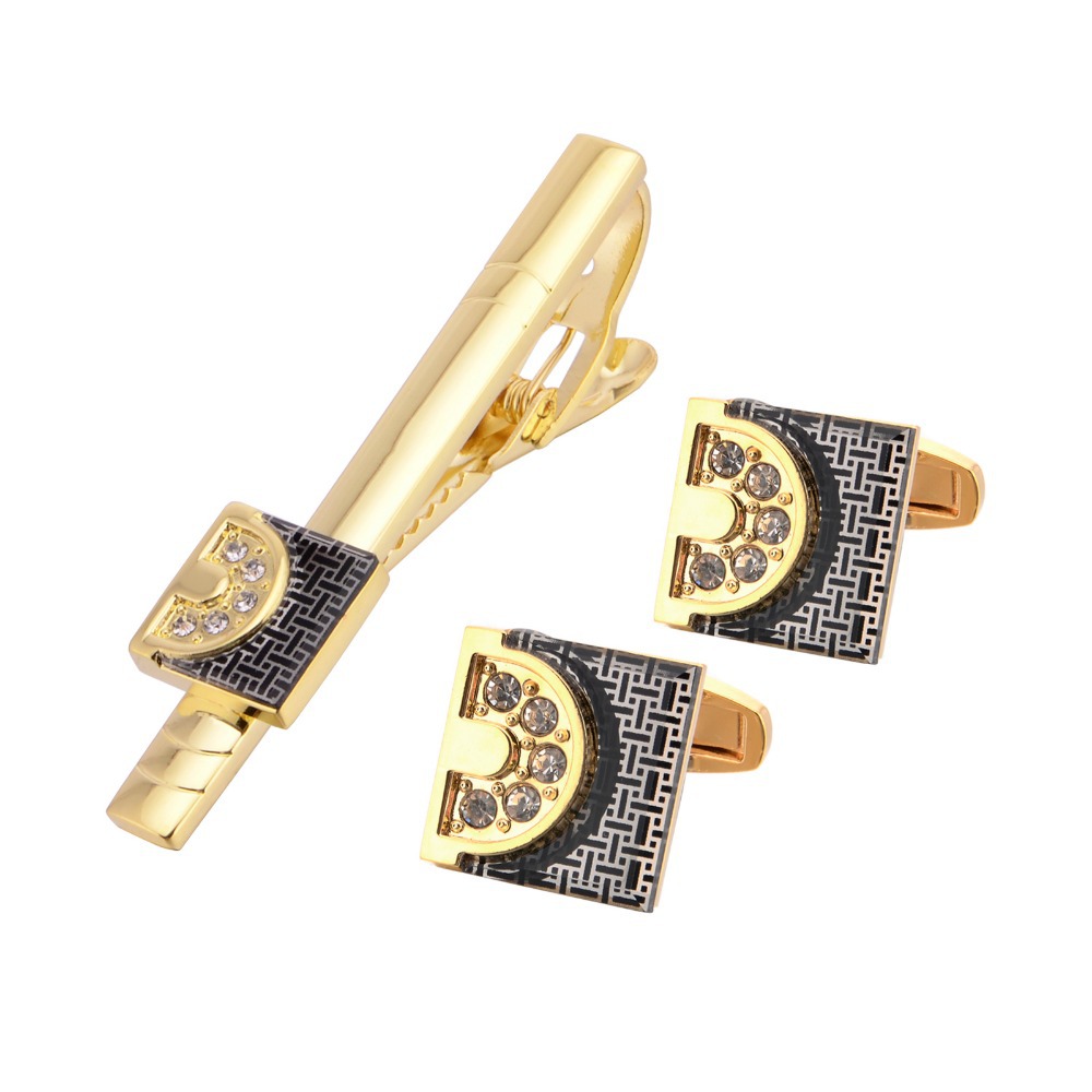 Tie Clip Bar Set Stainless Steel - Ensemble de boutons de manchette et