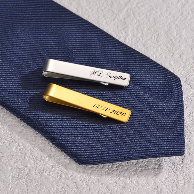 Clips de nom gravés en acier i - Tie Clip Bar Set Stainless Steel avis et prix