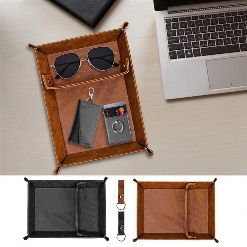 Plateau de rangement en cuir A - Valet Tray Nightstand Organizer Leather avis et prix