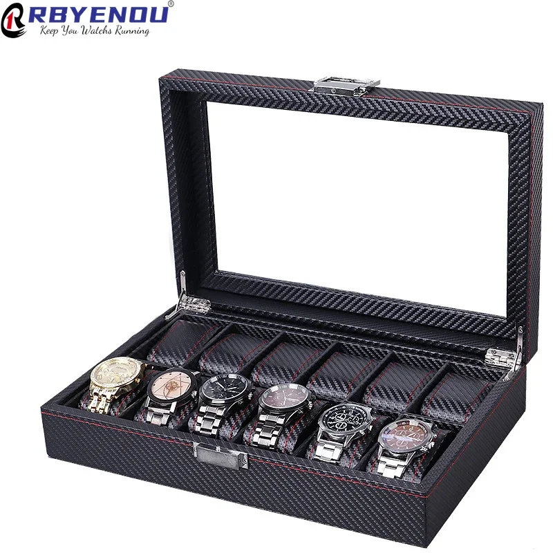 Boîte de rangement multifoncti - Watch Display Storage Box Carbon Fiber avis et prix