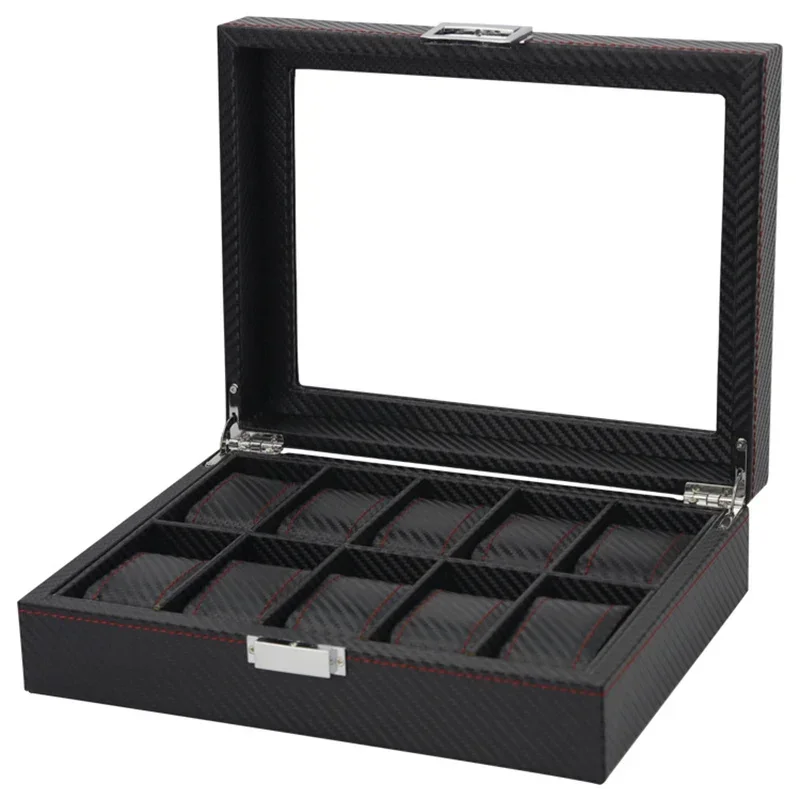 Boîte de rangement multifoncti - Watch Display Storage Box Carbon Fiber avis et prix