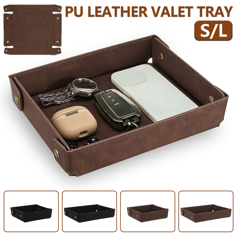 Plateau de rangement portable  - Valet Tray Nightstand Organizer Leather avis et prix