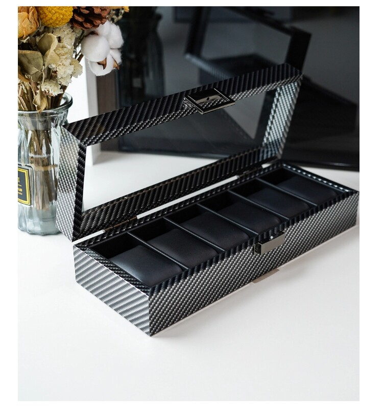 Boîte à montres en fibre de ca - Watch Display Storage Box Carbon Fiber avis et prix