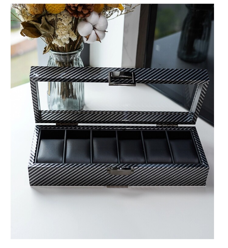 Boîte à montres en fibre de ca - Watch Display Storage Box Carbon Fiber avis et prix