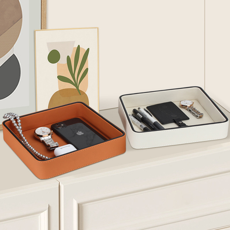 Plateau ovale empilable, plate - Valet Tray Nightstand Organizer Leather avis et prix
