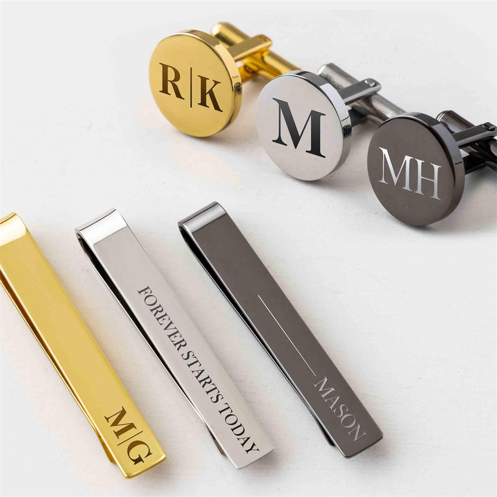 Ensemble de boutons de manchet - Tie Clip Bar Set Stainless Steel avis et prix