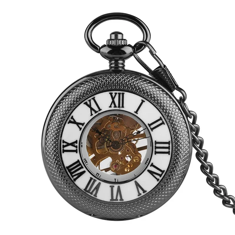 Vintage noir demi chasseur hom - Pocket Watch Mechanical Skeleton Vintage avis et prix