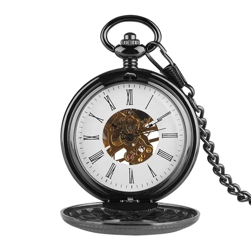 Vintage noir demi chasseur hom - Pocket Watch Mechanical Skeleton Vintage avis et prix