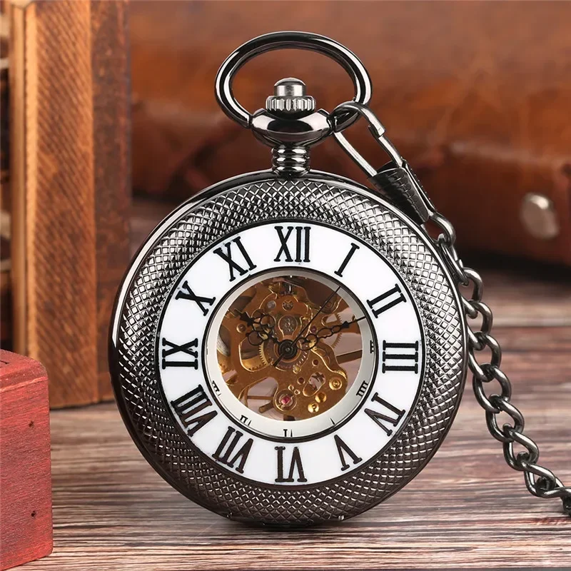 Vintage noir demi chasseur hom - Pocket Watch Mechanical Skeleton Vintage avis et prix