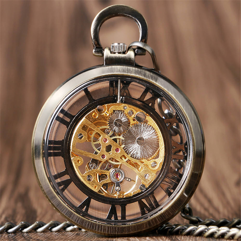 Montre mécanique pour hommes,  - Pocket Watch Mechanical Skeleton Vintage avis et prix