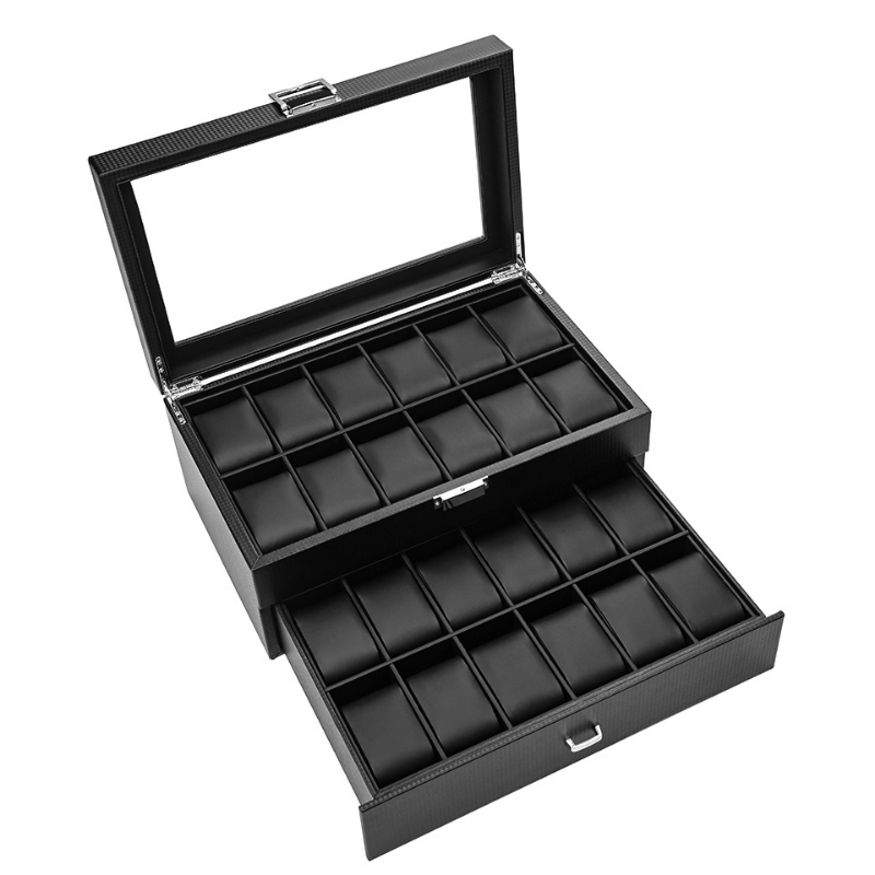 Boîte de montre de luxe en cui - Watch Display Storage Box Carbon Fiber avis et prix