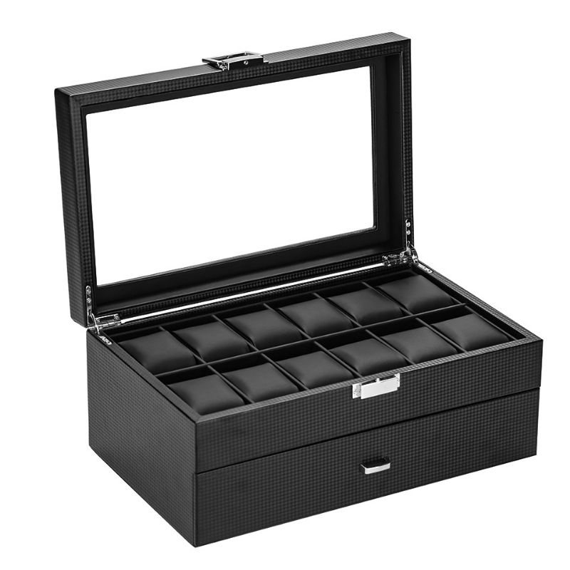 Boîte de montre de luxe en cui - Watch Display Storage Box Carbon Fiber avis et prix