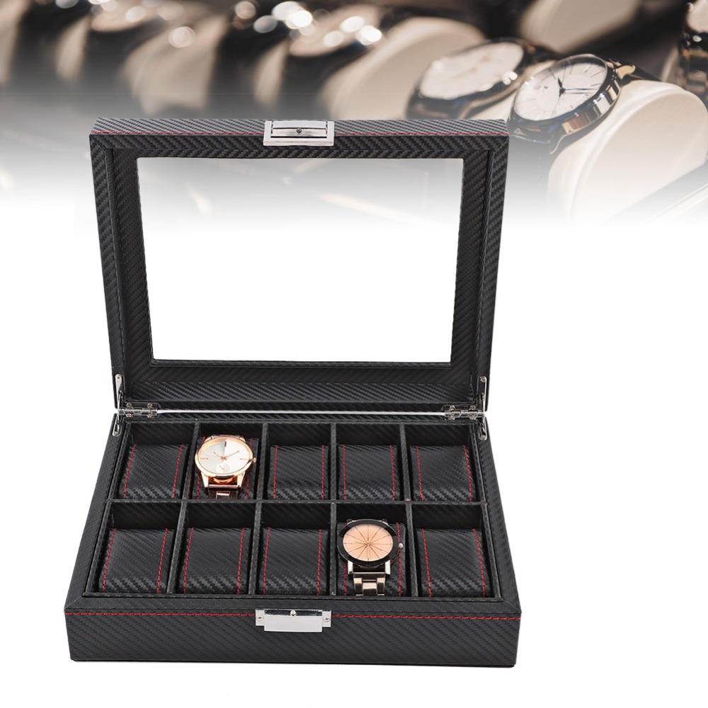 Boîte à montres en fibre de ca - Watch Display Storage Box Carbon Fiber avis et prix