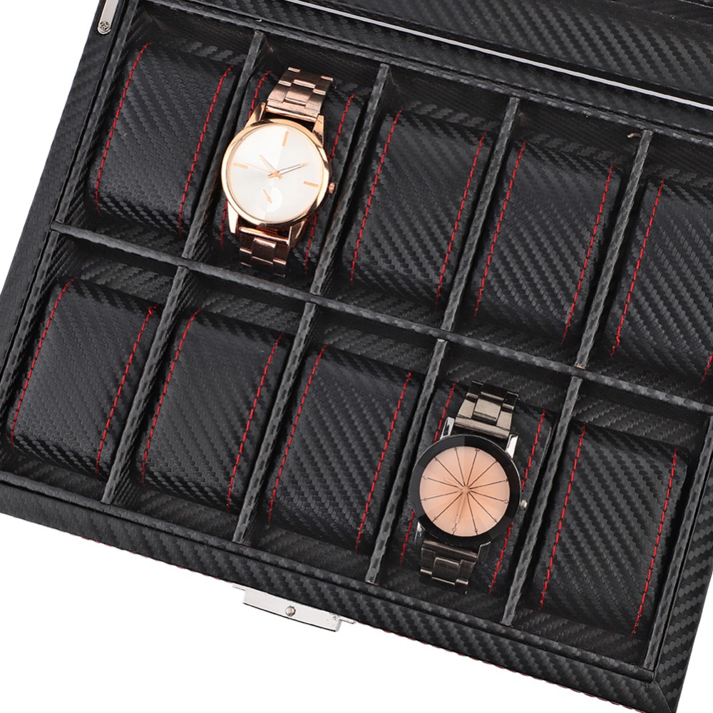 Boîte à montres en fibre de ca - Watch Display Storage Box Carbon Fiber avis et prix
