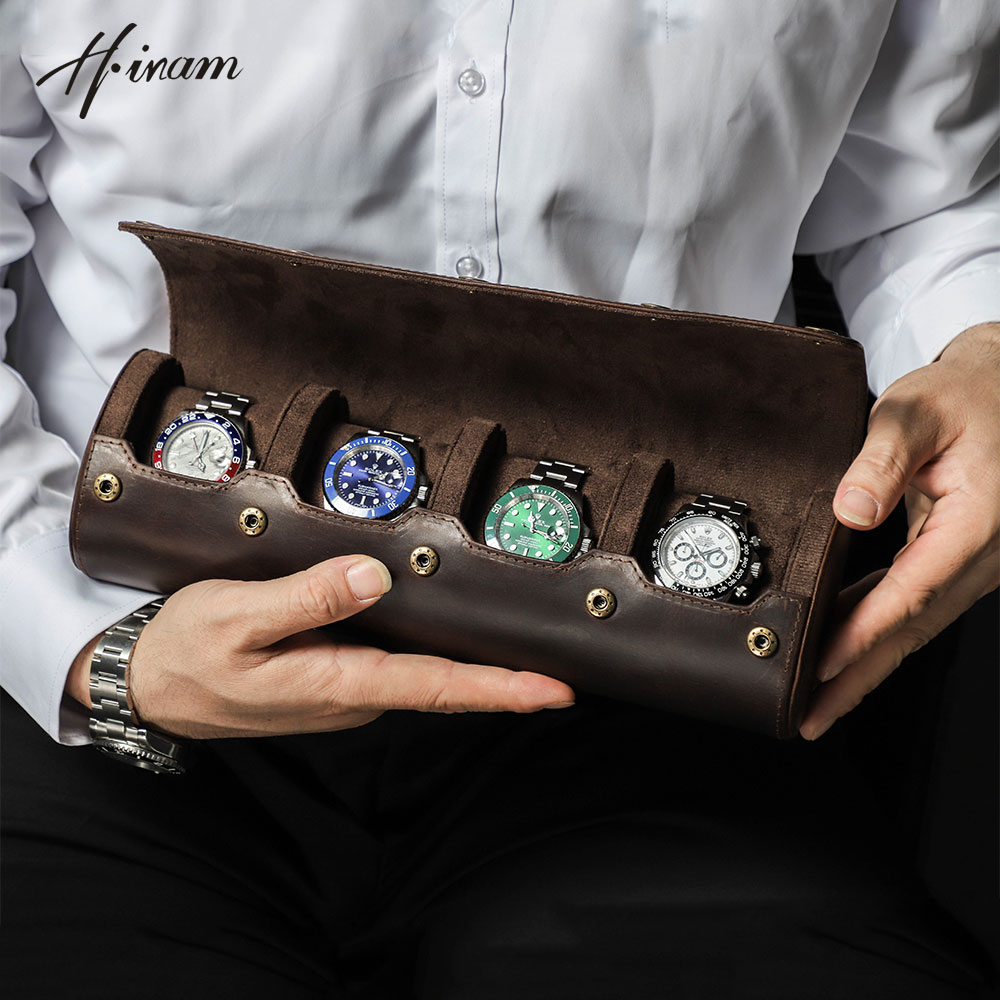 Étui à roulettes de montre vin - Watch Travel Roll Case 3 Slots Leather avis et prix