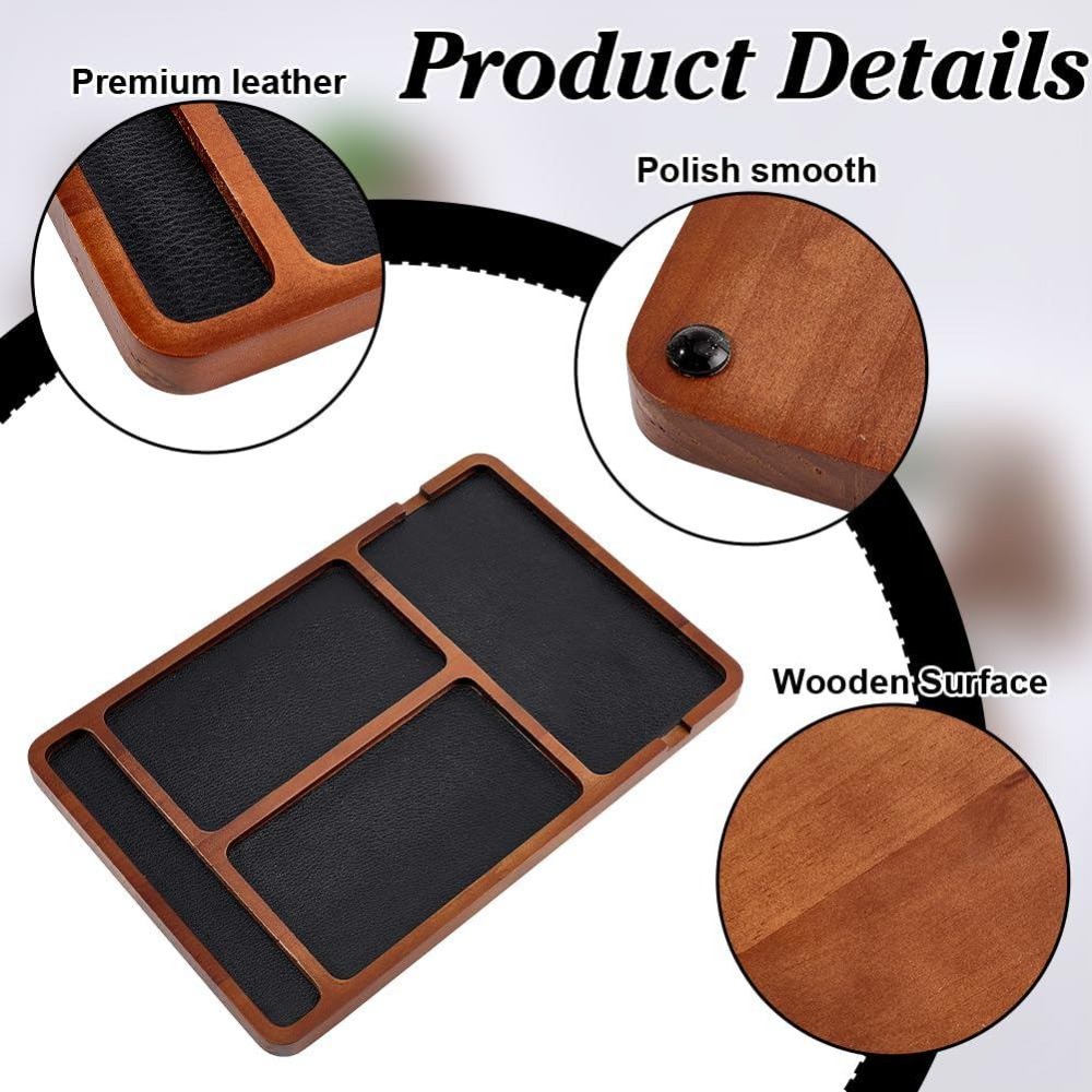 Plateau de rangement en bois p - Valet Tray Nightstand Organizer Leather avis et prix