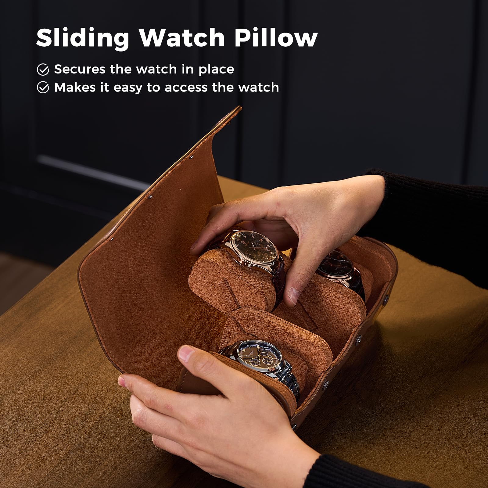 Étui de voyage de luxe en cuir - Watch Travel Roll Case 3 Slots Leather avis et prix
