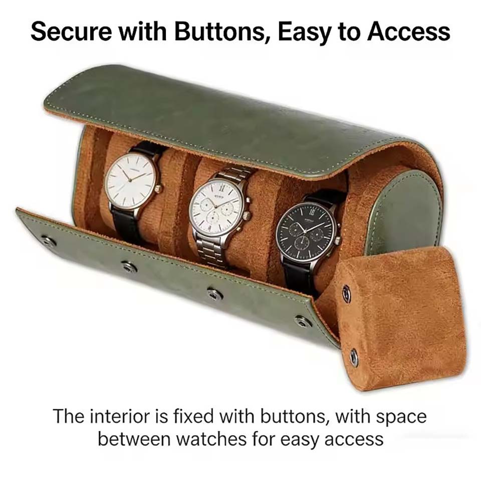 Étui de voyage pour montres, 1 - Watch Travel Roll Case 3 Slots Leather avis et prix