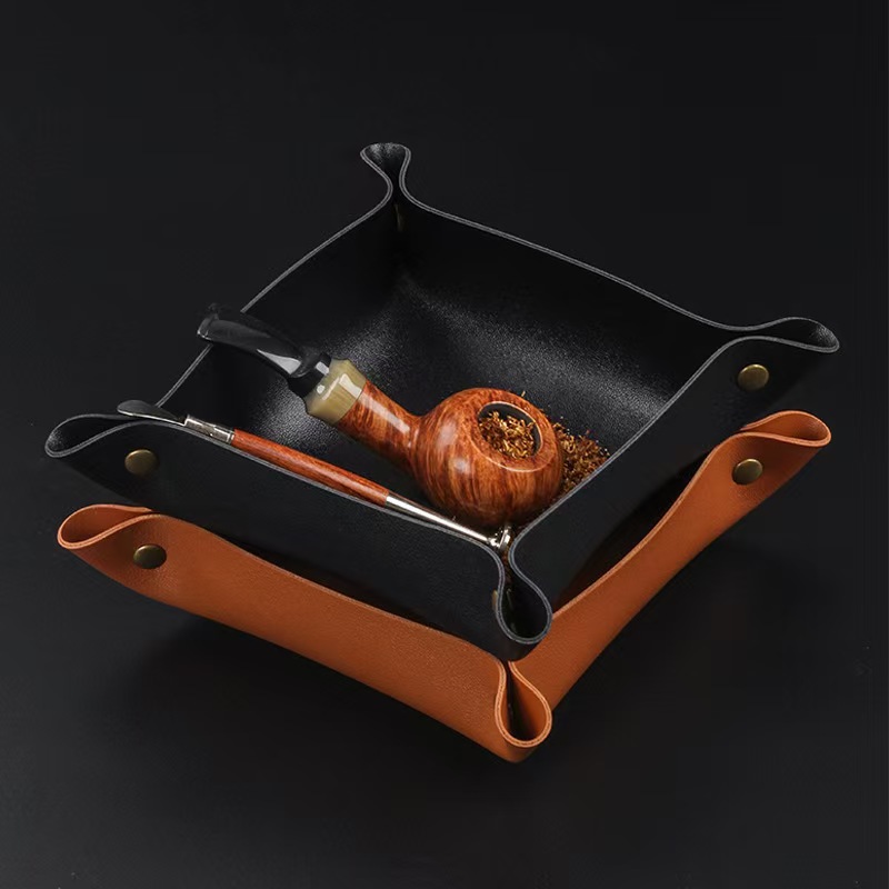 Plateau de rangement pliable e - Valet Tray Nightstand Organizer Leather avis et prix
