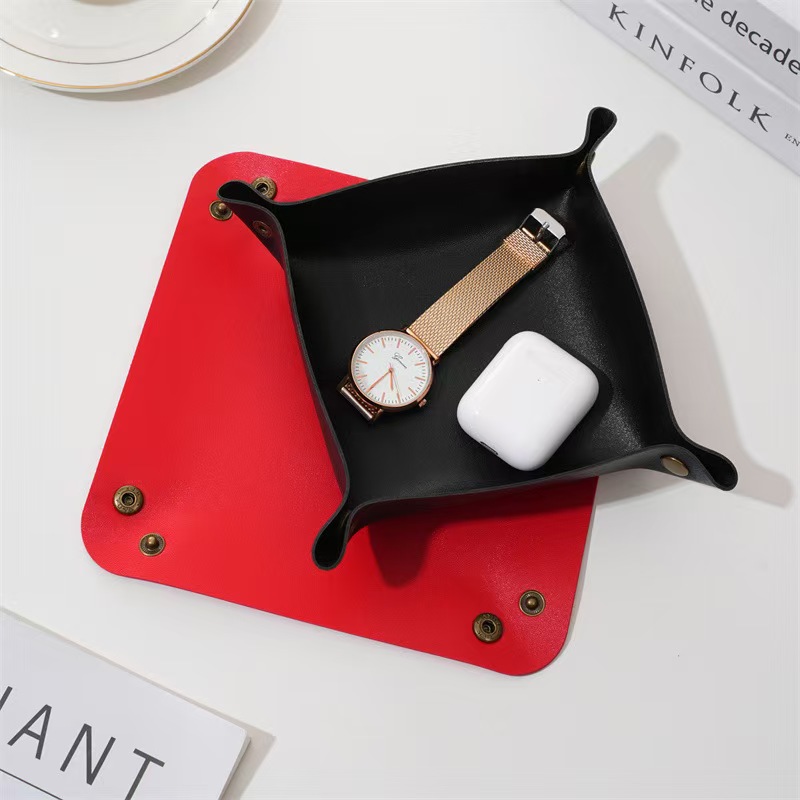 Plateau de rangement pliable e - Valet Tray Nightstand Organizer Leather avis et prix