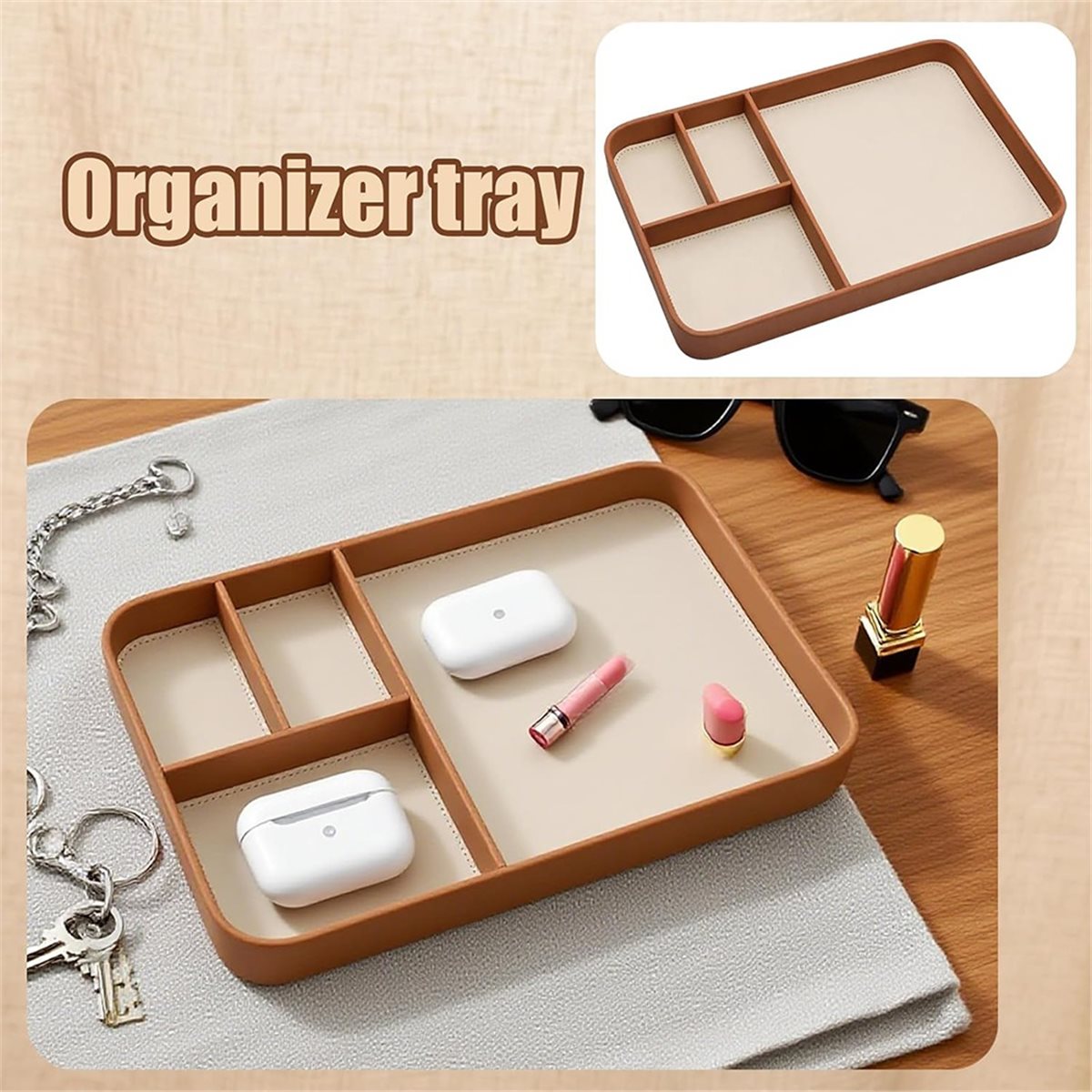 Plateau de valet en cuir végét - Valet Tray Nightstand Organizer Leather avis et prix