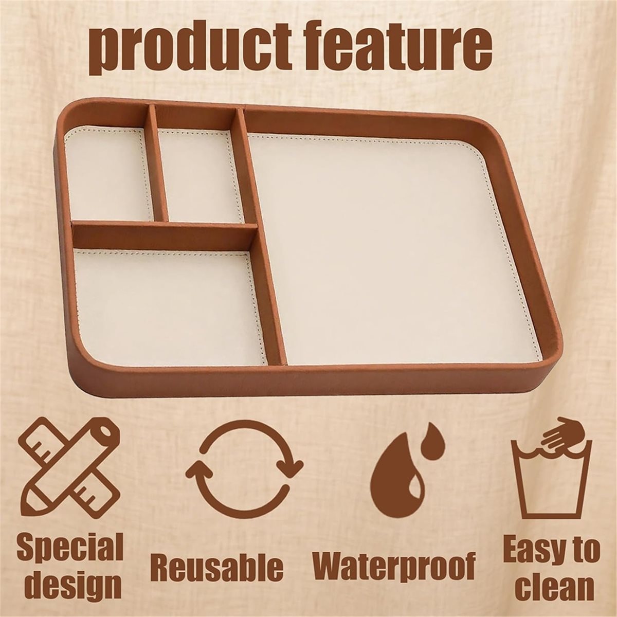 Plateau de valet en cuir végét - Valet Tray Nightstand Organizer Leather avis et prix