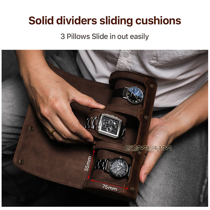 Étui de voyage pour montres en - Watch Travel Roll Case 3 Slots Leather avis et prix