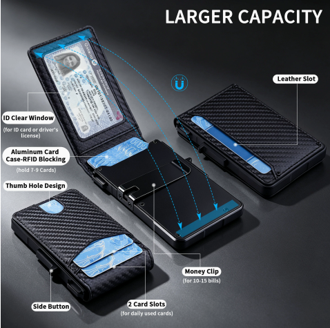 Portefeuille en cuir PU pour h - Money Clip Minimalist Rfid Blocking avis et prix