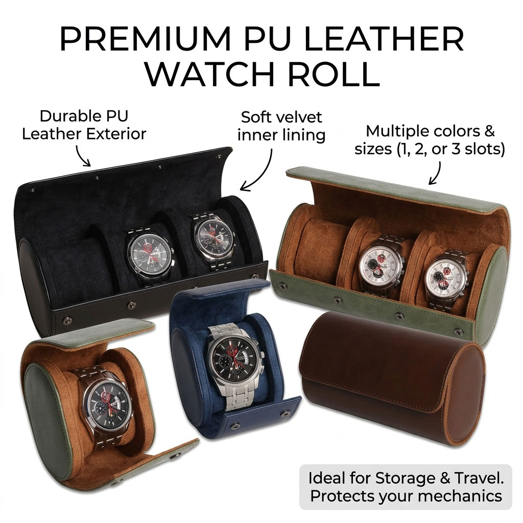 Étui de voyage pour montres, a - Watch Travel Roll Case 3 Slots Leather avis et prix