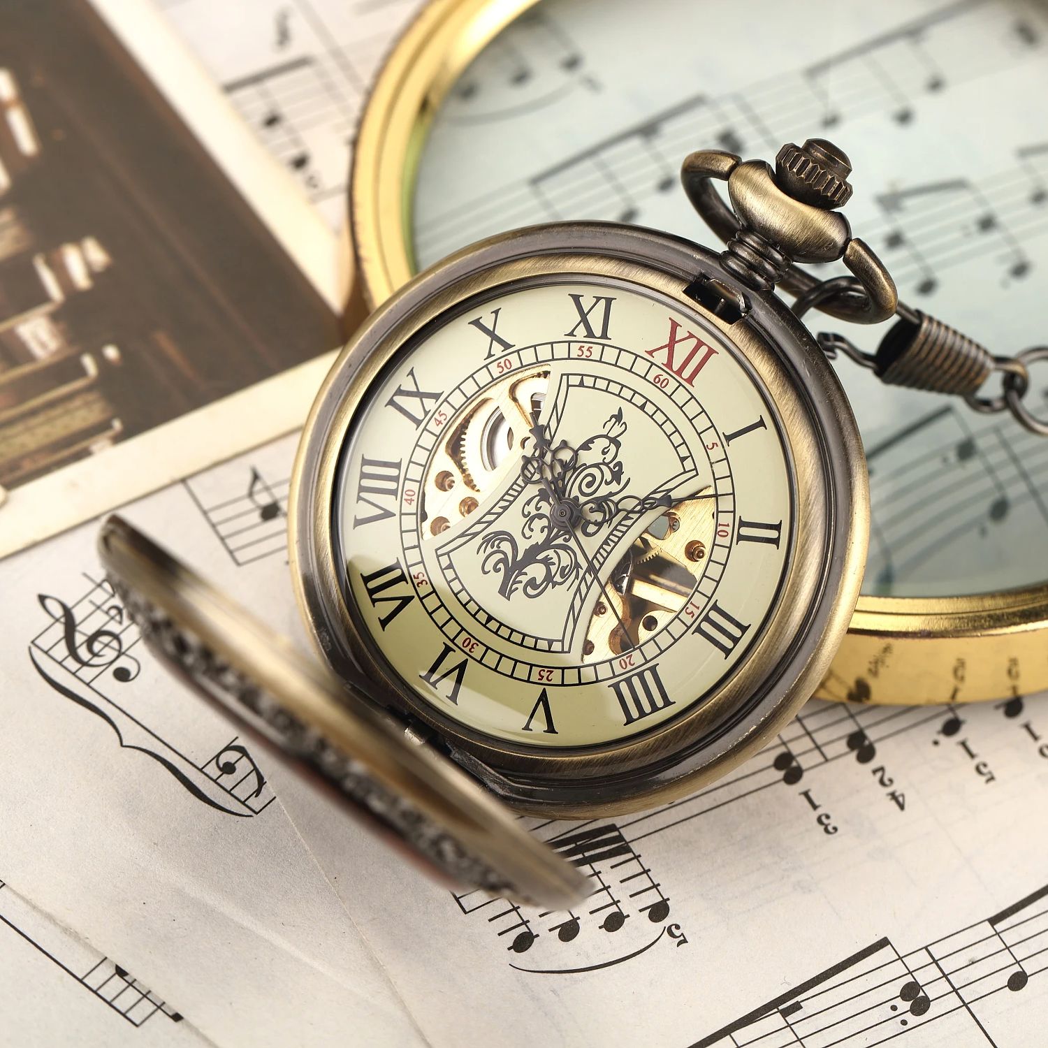 Vintage luxe anneau en bois sq - Pocket Watch Mechanical Skeleton Vintage avis et prix
