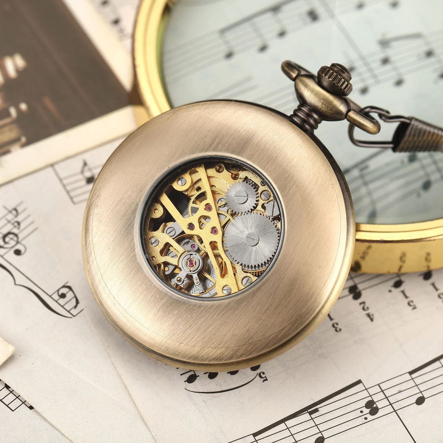 Vintage luxe anneau en bois sq - Pocket Watch Mechanical Skeleton Vintage avis et prix