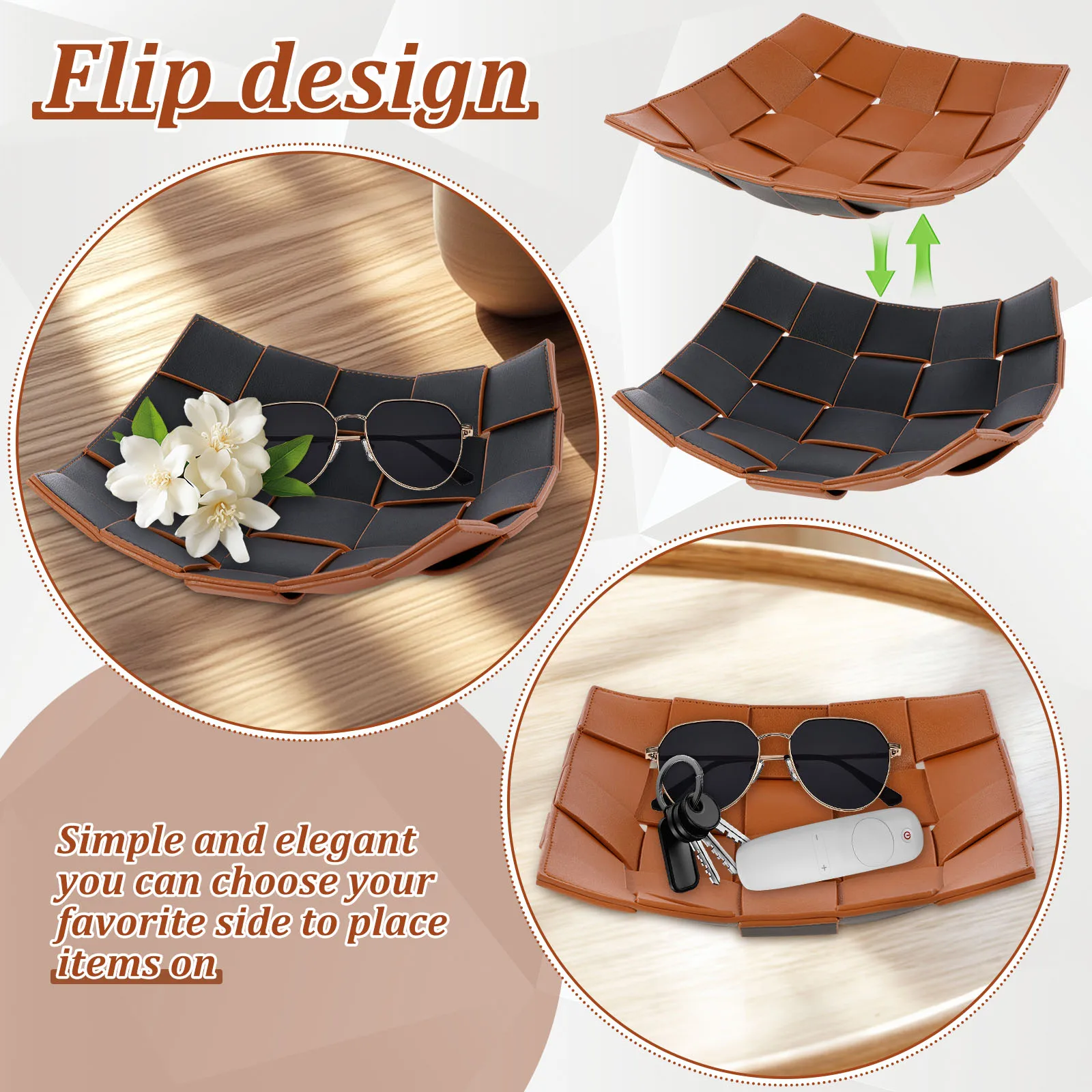 Valet en Cuir PU Réversible, P - Valet Tray Nightstand Organizer Leather avis et prix