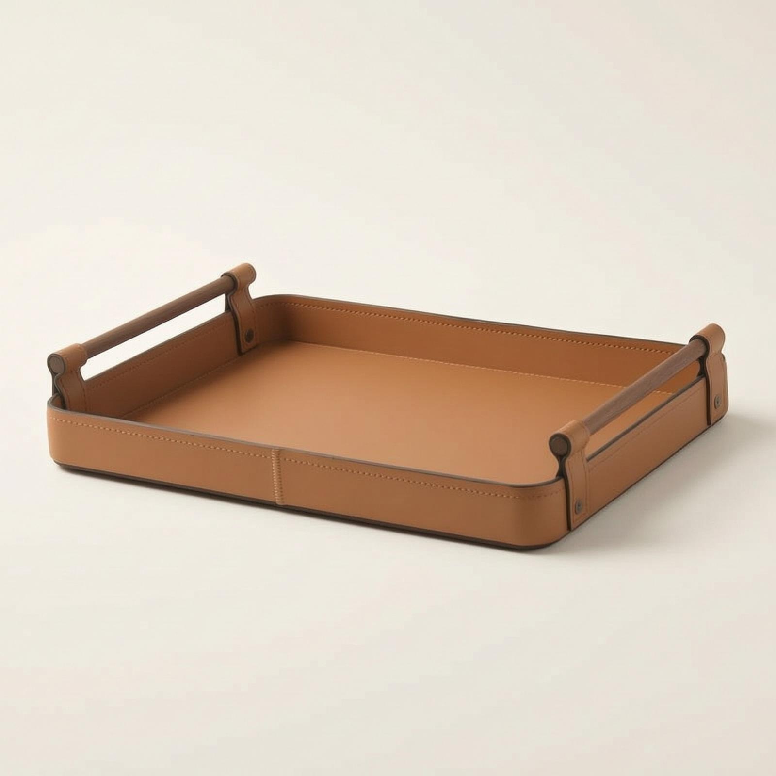 Plateau de rangement avec poig - Valet Tray Nightstand Organizer Leather avis et prix