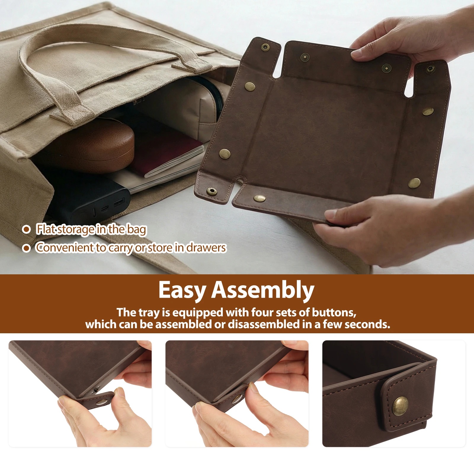 Plateau de rangement en cuir P - Valet Tray Nightstand Organizer Leather avis et prix