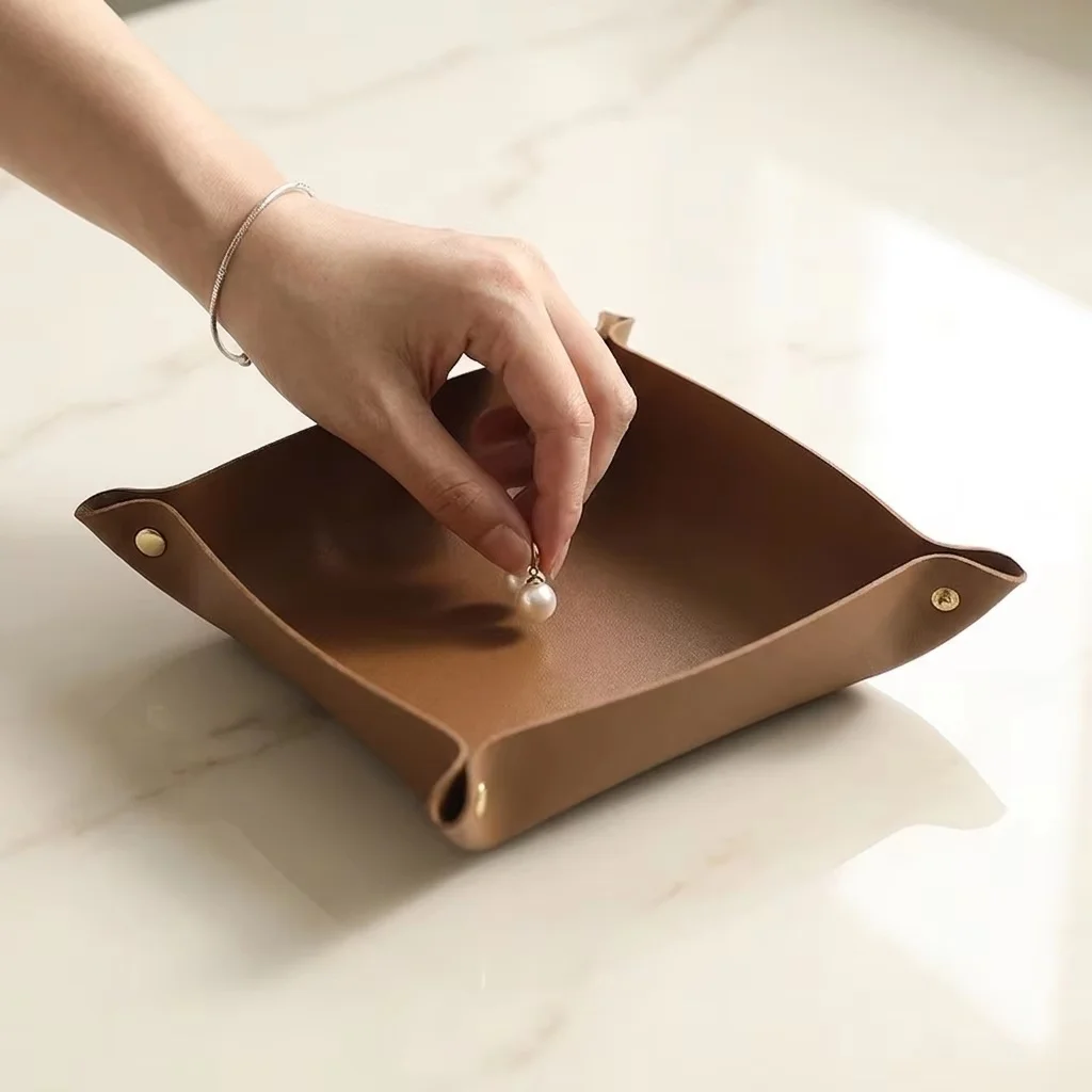 1PC Plateau Valet Pliable 20x2 - Valet Tray Nightstand Organizer Leather avis et prix