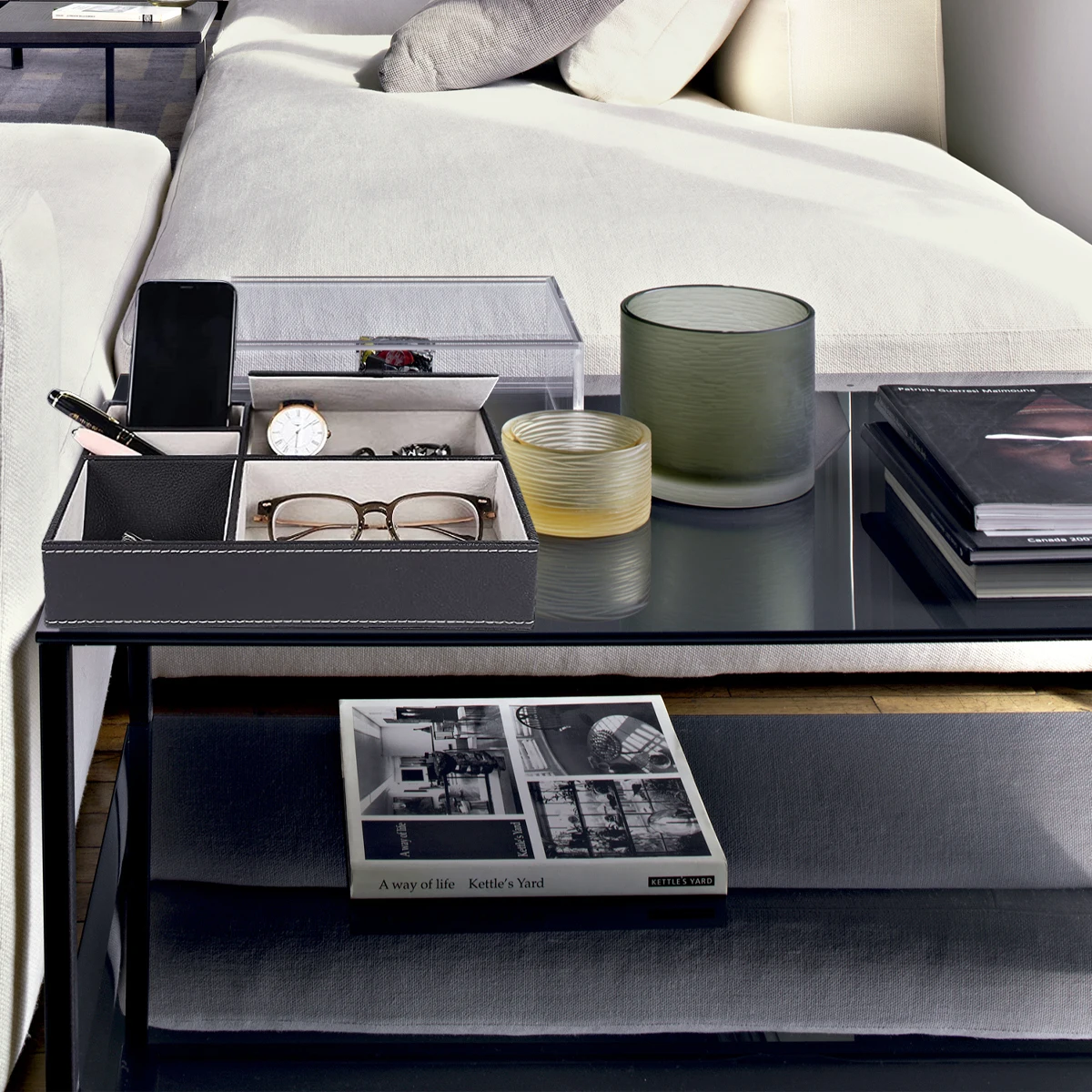 Plateau de rangement pour homm - Valet Tray Nightstand Organizer Leather avis et prix