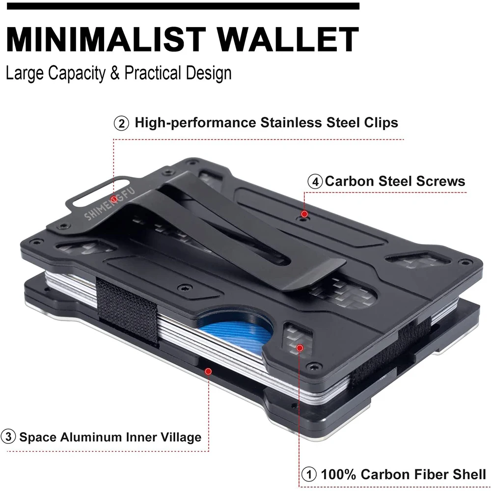 Portefeuille en fibre de carbo - Money Clip Minimalist Rfid Blocking avis et prix